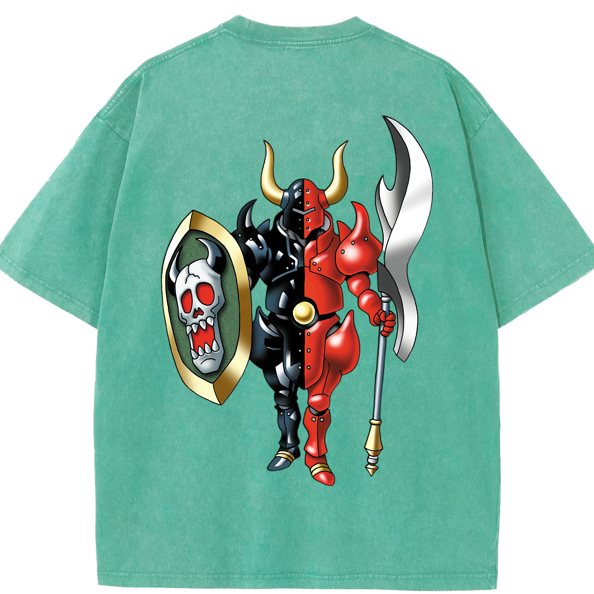 （画像用） ドラゴンクエスト Doragon Kuesuto Dragon Quest 綿100% ヴィンテージ風 半袖Tシャツ（背面プリント）